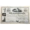 Image 1 : Bank of Pennsylvania, 1852 Stock Certificate.