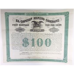El Capitan Mining Co. 1882 Bond.