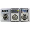 Image 2 : 3 SLABBED COMMEM SILVER DOLLARS