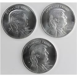 3- 1 OZ SILVER DONALD TRUMP ROUNDS