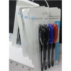7 New packs of 4 each Permanent Markers / 2 black 1 blue 1 red per pack