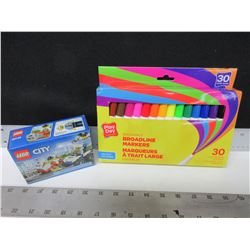 Washable Broadline Markers 30 pack & LEGO City Lego set ATV Police