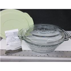 Princess House 3 Quart Oval Covered Casserole Fantasia also with leftover lid