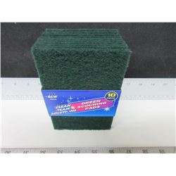 New pack of 10 Green Scouring Pads / great for pots,grills and more