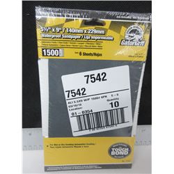 10 New packs of Gator Grit Waterproof Sandpaper / 1500 grit / 6 per pack