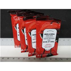 4 new packs of BBQ & Grill Tough Wipes / 6 super sized per pack / powerful