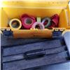 Image 2 : YELLOW RUBBERMAID TWO TRAY TOOLBOX WITH TAPE CONTENTS