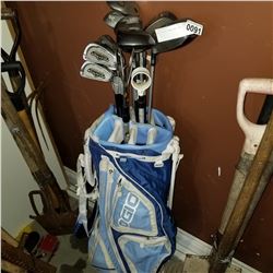 LOT OF GOLF CLUBS AND BAG