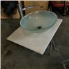 Image 1 : VESSEL GLASS BASIN SINK W/ STONE COUNTER TOP AND AMERICAN STAND FAUCET