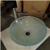 Image 2 : VESSEL GLASS BASIN SINK W/ STONE COUNTER TOP AND AMERICAN STAND FAUCET