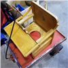 Image 2 : 3 WHEEL CART W/ HANDLE AND VINTAGE HIGH CHAIR AND COMPANION SET