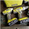 Image 2 : RYOBI 18V CORDLESS DRILL SET 3 DRILLS AND CHARGER - TESTED AND WORKING
