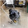 Image 1 : 2 TENNIST RAQUETS, AND METAL 2-WHEEL SHOPPING CART W/ 2 PAIRS OF ROLLERS
