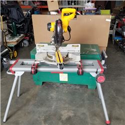 DEWALT COMPOUND MITER SAW ON MILWAUKEE FOLDING STAND - TESTED AND WORKING