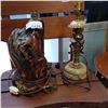 Image 1 : 2 ANTIQUE COFFEE LAMPS - 1 BURL