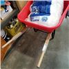Image 2 : RED PLASTIC WHEELBARREL, BOTTOM CRACKED, AND BUNDLE OF INSULATION