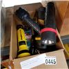 Image 1 : BOX W/ FLASHLIGHT, PIPES, LIGHTERS, AND GRINDER