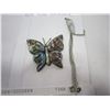 Image 2 : STAMPED SILVER 925 BUTTERFLY BROAD W/ PEARL ACCENTS AND 925 SILVER FINE CHAIN