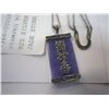 Image 2 : STAMPED 925 LONG NECKLACE W/ 925 SILVER PENDANT W/ PURPLE JADE STONE