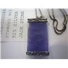 Image 3 : STAMPED 925 LONG NECKLACE W/ 925 SILVER PENDANT W/ PURPLE JADE STONE