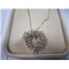 Image 2 : STAMPED 10KT YELLOW AND WHITE GOLD LADIES HEART PENDANT 2KT DIAMOND 10KT NECKLACE