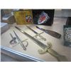Image 1 : LOT OF 4 SWORDS, HANDMADE KNIFE, AND SMALL NARNIA SHIELD IN BOX