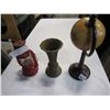 Image 1 : CAST IRON PLANTER, GLOBE, AND LANTERN