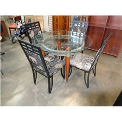 MODERN GLASS TOP DINING TABLE W/ 4 CHAIRS