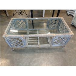 RATTAN GLASSTOP COFFEE TABLE