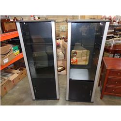 2 BLACK AND GREY GLASS DOOR CABINETS