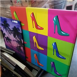 2 CANVAS PRINTS - HIGH HEELS AND PALM TREES