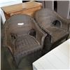Image 1 : 2 BROWN WICKER LOOK PATIO CHAIRS