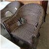 Image 3 : 2 BROWN WICKER LOOK PATIO CHAIRS