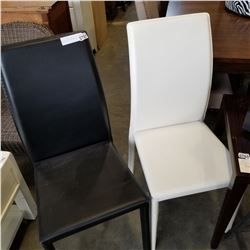 ASHLEY MODERN LEATHER SIDE CHAIRS, BLACK AND WHITE