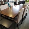 Image 1 : ASHLEY FLOOR MODEL DARK FINISH DINING TABLE WITH 6 UPHOLSTERED CHAIRS RETAIL $2560
