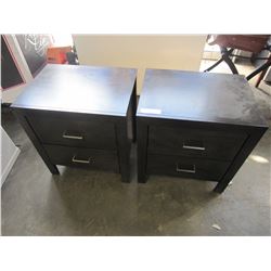 PAIR OF ASHLEY 2 DRAWER DARK FINISH MODERN NIGHTSTANDS, RETAIL $189 EACH