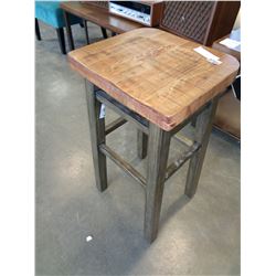 ASHLEY FLOOR MODEL BARSTOOL WITH RECLAIMED WOOD TOP, RETAIL $199