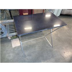 STONE TOP METAL BASE SIDE TABLE