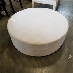 NEW ROUND MODERN LIGHT GREY MICROFIBER OTTOMAN - $699