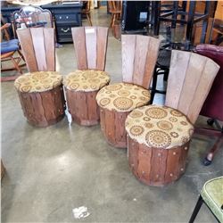 4 MID CENTURY BARRELL SEATS