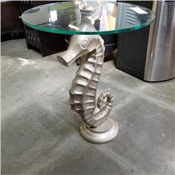 SEA HORSE GLASS TOP END TABLE