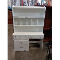 WHITE STUDENTS DESK W/ HUTCH TOP