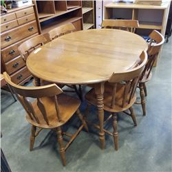 6 MAPLE SIDE CHAIRS W/ TABLE AND LEAF