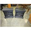 Image 1 : PAIR OF BLACK ORNATE 2 DRAWER NIGHTSTANDS