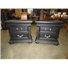 Image 2 : PAIR OF BLACK ORNATE 2 DRAWER NIGHTSTANDS