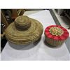 Image 1 : 2 NATIVE WOVEN BASKETS W/ LIDS