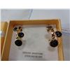 Image 2 : STERLING SILVER YELLOW GOLD PLATED GENUINE 0.52CT BLACK SPINEL EARRINGS W/ APPRAISAL $600