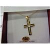 Image 2 : 10KT YELLOW GOLD CROSS PENDANT W/ STERING GOLD PLATED CHAIN W/ APPRAISAL $255