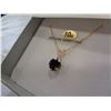 Image 3 : 10KT YELLOW GOLD 6MM GENUINE BLUE SAPPHIRE AND WHITE TOPAZ HEART PENDANT W/ STERLING GOLD PLATED CHA
