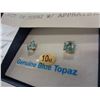 Image 3 : 10KT YELLOW GOLD 5 x 5MM GENUINE BLUE TOPAZ EARRINGS, 1CT OF TOPAZ W/ APPRAISAL $285